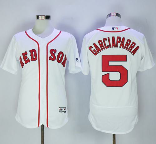 Red Sox #5 Nomar Garciaparra White Flexbase Authentic Collection Stitched MLB Jersey - Click Image to Close